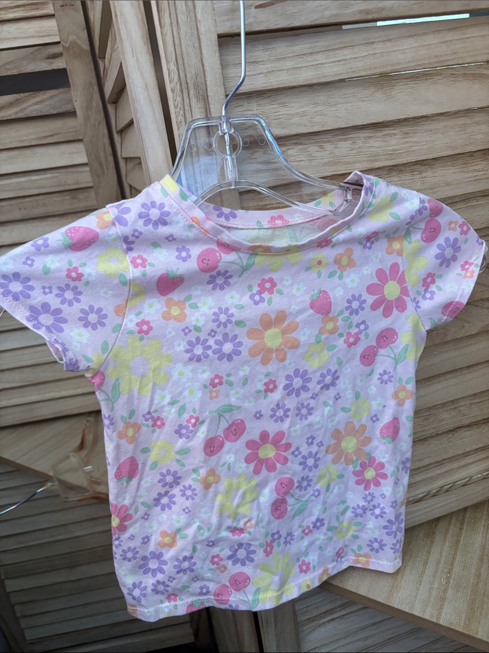 Garanimals Pastel Pink Floral & Cherry Short Sleeve Tee 3T
